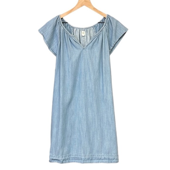 GAP Flutter Sleeve Swing Dress in Tencel Size Small - Picture 2 of 9